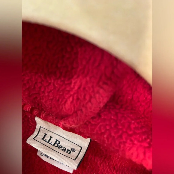 L.L. Bean Women’s Y2K Red Full Zip Hooded Fleece Jacket Hooded Pockets Size S - Picture 7 of 10